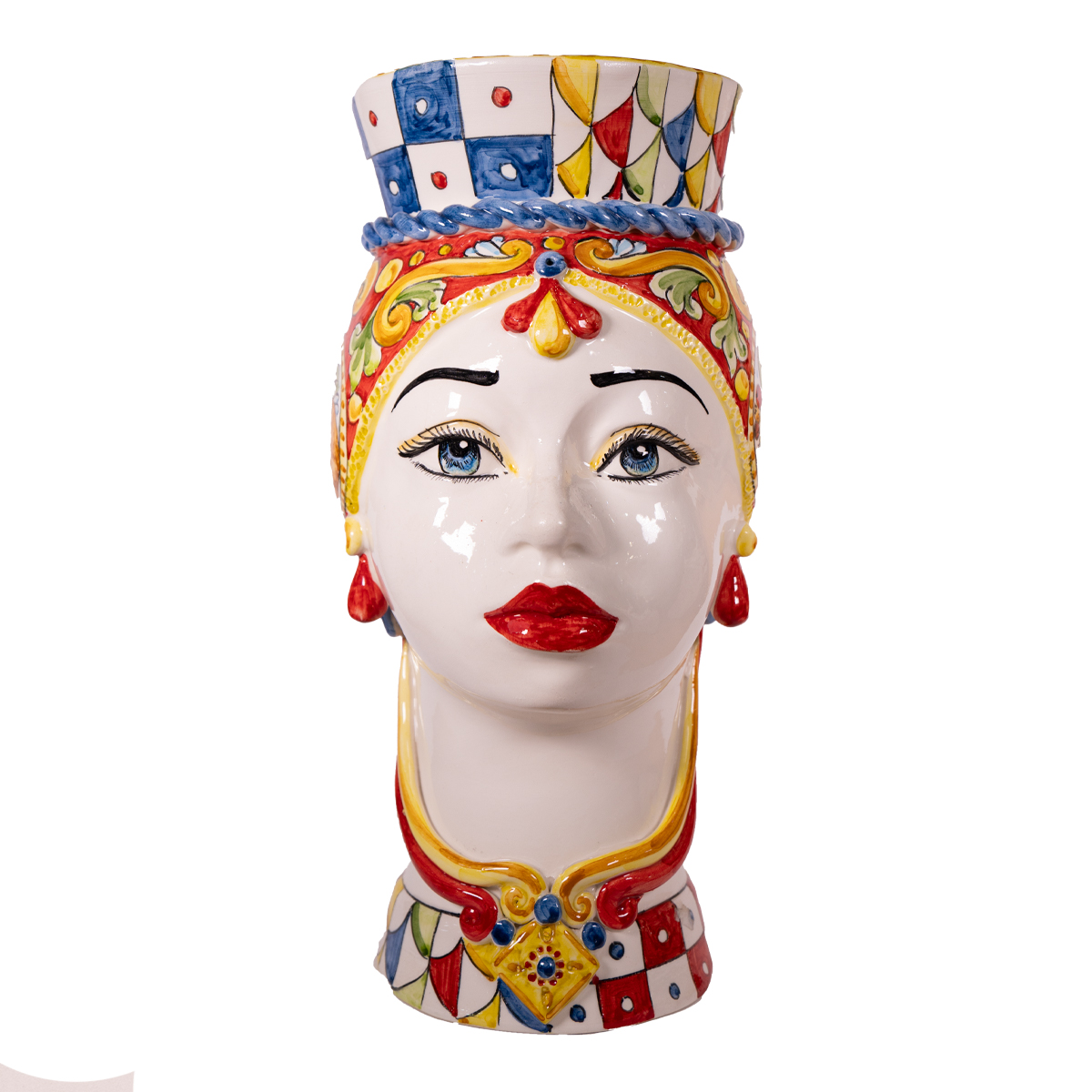 Baroni Home Testa Di Moro In Ceramica In Stile Siciliano Monocromatico, Vaso Per Piante Da Interno, Soprammobile Di Design, Stile Italiano, Regina Colore Panna, 13.5X12X20.5 Cm